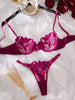 Embroidered Flower Underwear Set, 2 Pieces Underwire Bra & Panty Lingerie Set