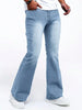 Denim Flare Pants, Casual Slim Fit Stretch Trousers
