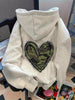 Camouflage Heart Print Drop Long Sleeve Casual Loose Hoodie