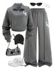 Set Grey Autumn Streetwear Gym Collar Zip-Up Hoodie