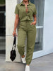 Elegant Button Decor Pocket Blouse Jumpsuit