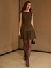 SOLID SLEEVELESS PLEATED HEM 2 IN 1 MINI DRESS
