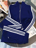 Fitted Stand Collar Cardigan + Casual Slant Pocket Pants, 2pcs
