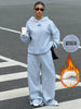 Muchica Casual Loose Thermal Lined Hoodie And Sweatpants Set, 2pcs