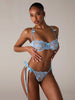 Embroidery Lace-Up Thong Lingerie Set Lace Bra And Panty Lingerie Set 2pcs
