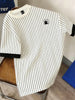 Casual  Print Patchwork Crew Neck T-Shirt, Striped T-Shirt