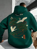 Versatile Casual Crane Print Hoodie