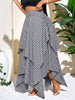 Plus Size Checkered Print Drawstring Loose Casual Skirt
