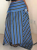Plus Size Blue & Black Striped Skirt, High Waist Patchwork Design Long Skirt