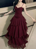 Elegant Asymmetrical Ruffle Strap Dress