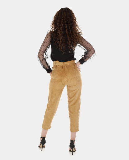Girls Tapered Cotton Blend Trousers